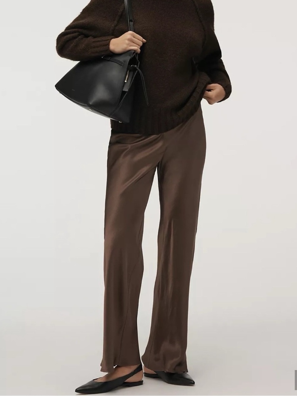 Anthropologie Tilda Satin Wide-Leg Pants in light Brown